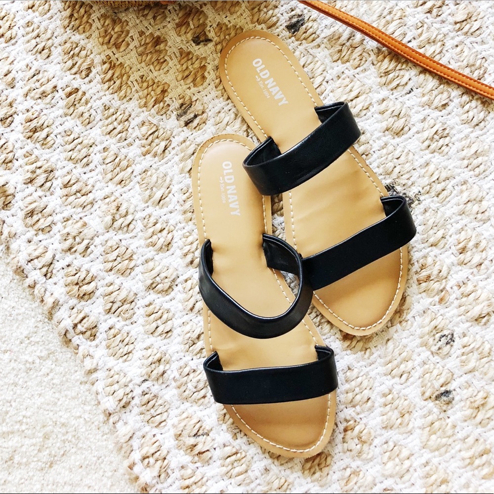 Black slip on sandals!